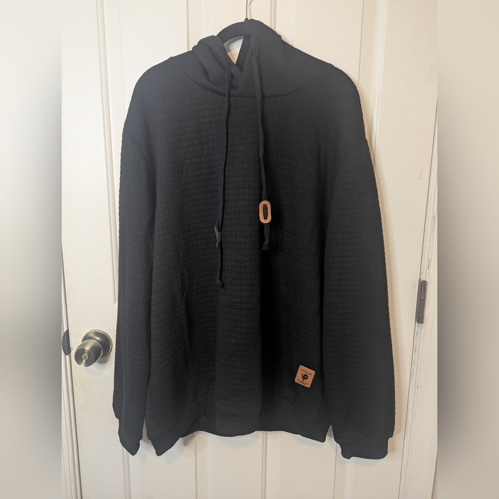 Coofandy Vogue Mens Hipster Gym Hoodie Sweatshirt Black Plaid Jacquard XL